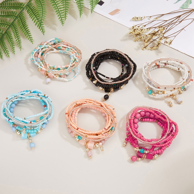 8pcs / Set Gelang Manik-Manik Warna Kontras Untuk Wanita