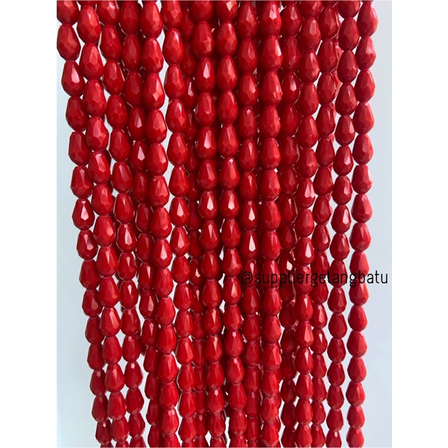 kristal Tetes ceko 13mm x 8mm RED DOFF merah beads crystal PREMIUM