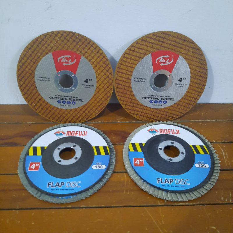 PAKET Mata Gerinda Potong Besi 2pcs + Amplas Susun Poles Besi Karat 2pcs