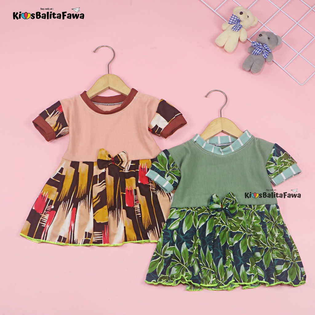 (0-6 Bulan) Dress Pita Baby New Born / Baju Anak Perempuan Lengan Gaun Motif Import Murah Pakaian