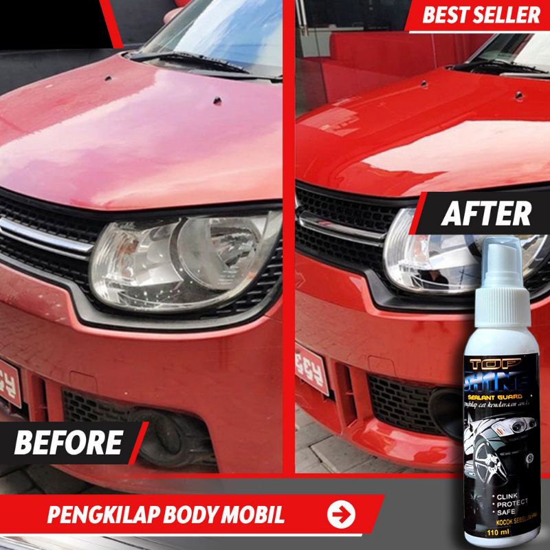 Pengkilap/pelindung/poles/coating/pelapis/spray/wax/cat body/mobil/motor/kaca/helm/sealant guard Top shine pengkilap 110 ML