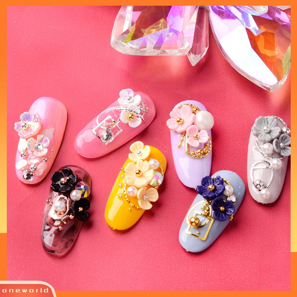 (ONWO) Manik-manik Bunga / Kerang / Berlian Imitasi 3D Untuk Dekorasi Nail Art / Manicure DIY