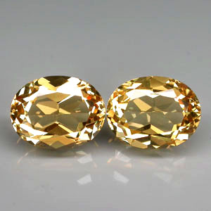 VVS Pair Oval 3.60ct tcw. 9x7mm Natural Unheated Golden Yellow Beryl, Brazil BL130