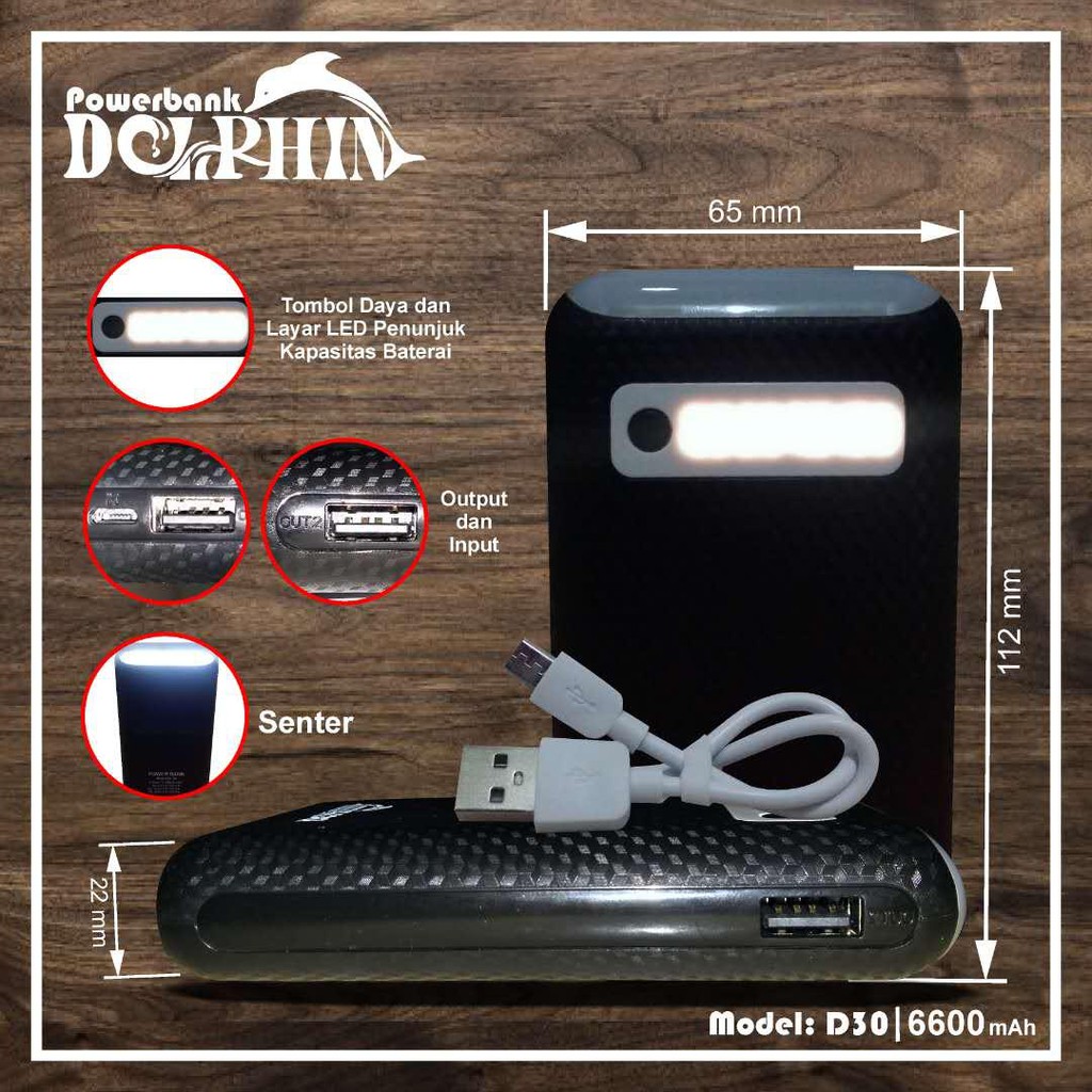 POWERBANK DOLPHIN D30 6600 MAH