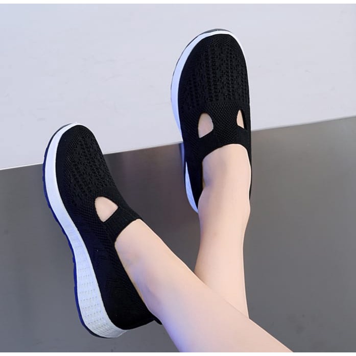 FREE BOX Sepatu Slip On Wanita Fashion Motif 2V  Premium Quality LV0156
