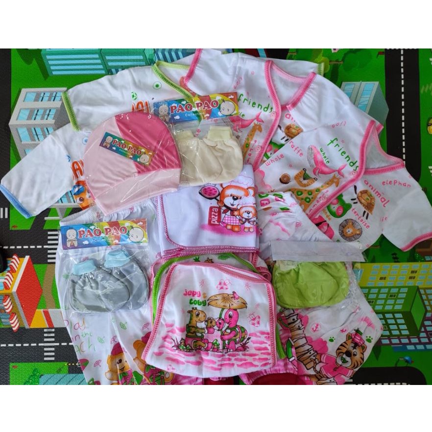 65 rb Paket Hemat Perlengkapan Melahirkan Bayi Baru Lahir Paket set newborn 18 pc baby boy girl Paling Murah 55 rb 60 rb Babyset paket komplit baju bayi tabur animal 18 pcs