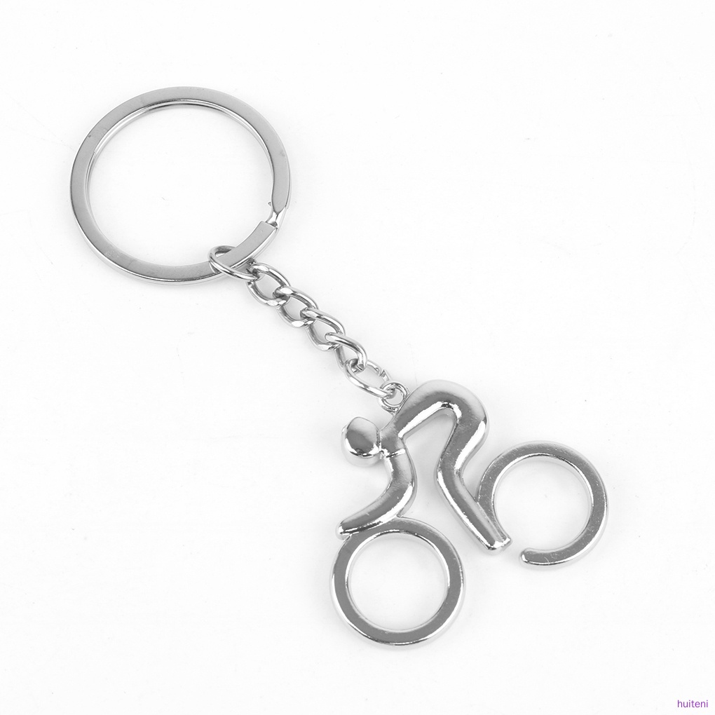 Silver Metal Bicycle Bike Cycling Riding Keychain Keyring Keyfob Key Chain Ring huiteni