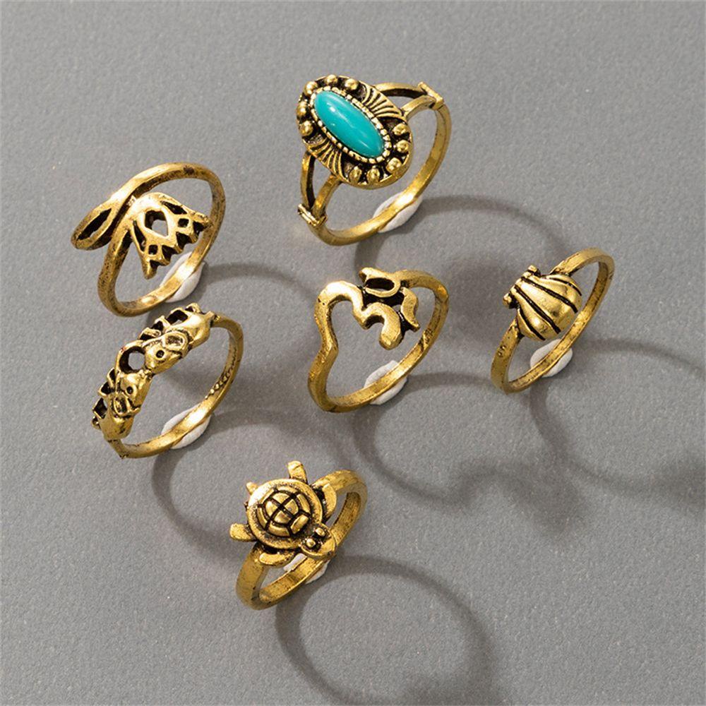 Lily 4Pcs/Set Cincin Ular Set Wanita 4Pcs/Set Rock Gothic Vintage Hip Hop Aksesoris Tangan