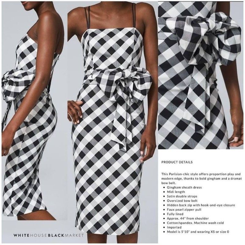 WHBM Gingham Sheath Dress (harga web 2.5jt) with Removable Belt / dress original