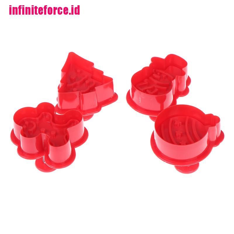 4pcs/set christmas cookie biscuit mold 3d cookie plunger cutter diy baking mould