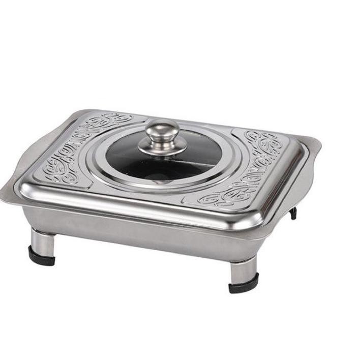 Prasmanan Set Wadah Saji-Stainless Steel Bentuk Persegi Panjang