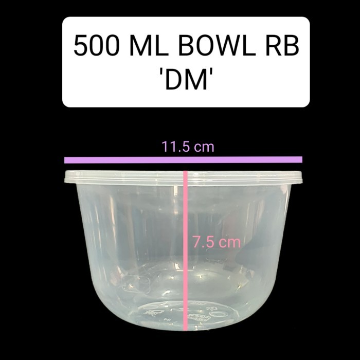 Thinwall DM Mangkuk Plastik Mangkok 500 ML Bowl Bulat RB (25 PCS )