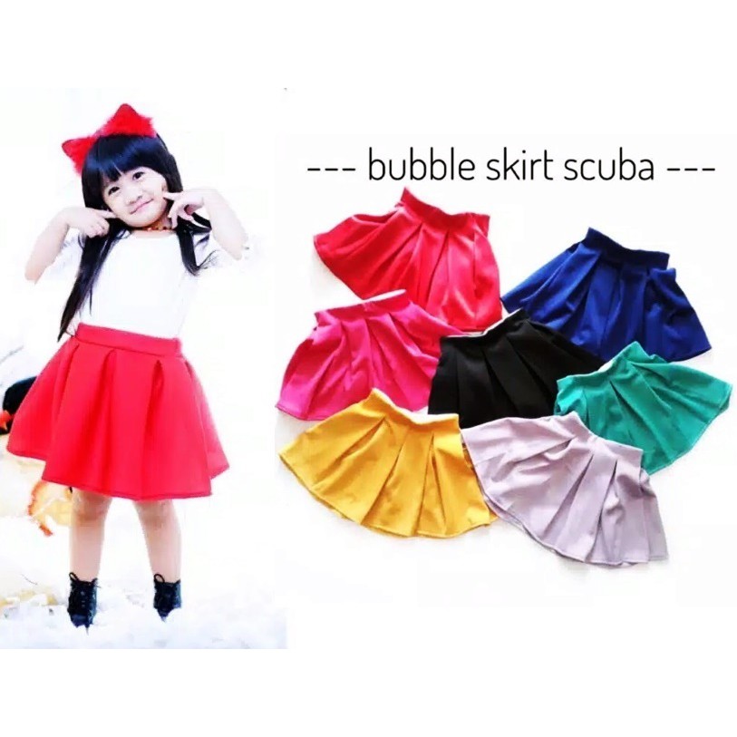 Rok Bubble Skirt Anak Perempuan All size 2-4 Tahun Scuba Premium Karet Pinggang Full