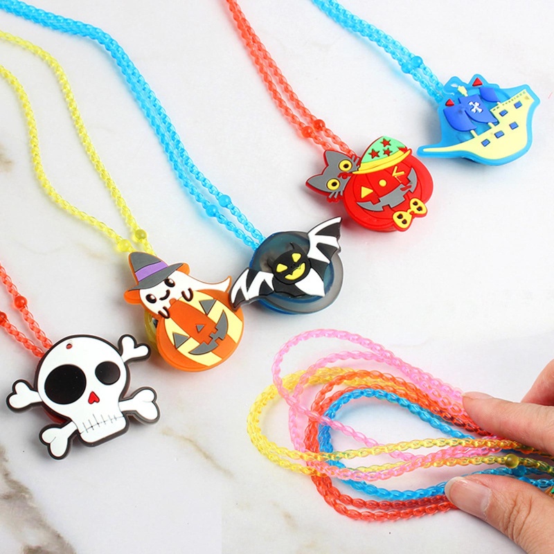 Zzz 5PCS / Set Mainan Kalung Dengan Lampu LED Warna-Warni Untuk Halloween