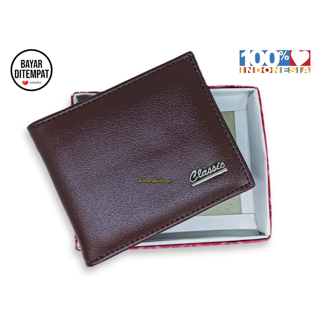 Dompet Pria CLC801 + BOX Dompet Kulit Imitasi Dompet Murah Dompet Kartu Dompet 3/4 Dompet Cowo