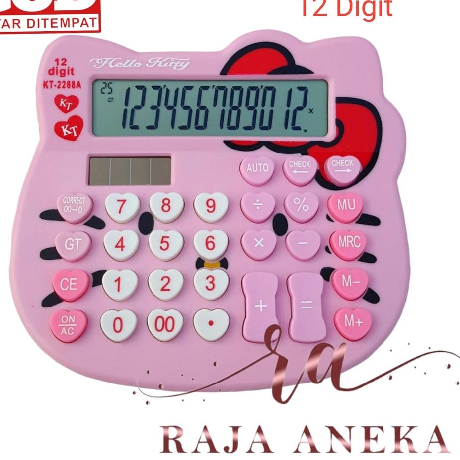 

➬ Kalkulator Kepala Hello Kitty Pink 12 Digit IMUT LUCU MANIS HELO KITY KITI Hello Kitty M KT-2288 ♕