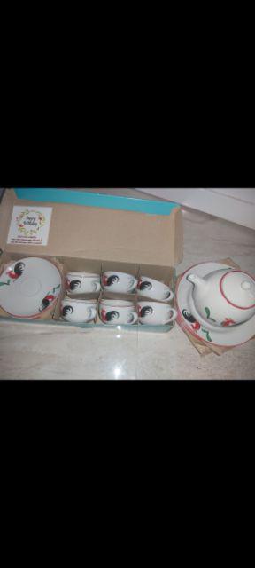 Teko + Tutup Keramik Ayam Jago Seri 2 - Teko Bulat