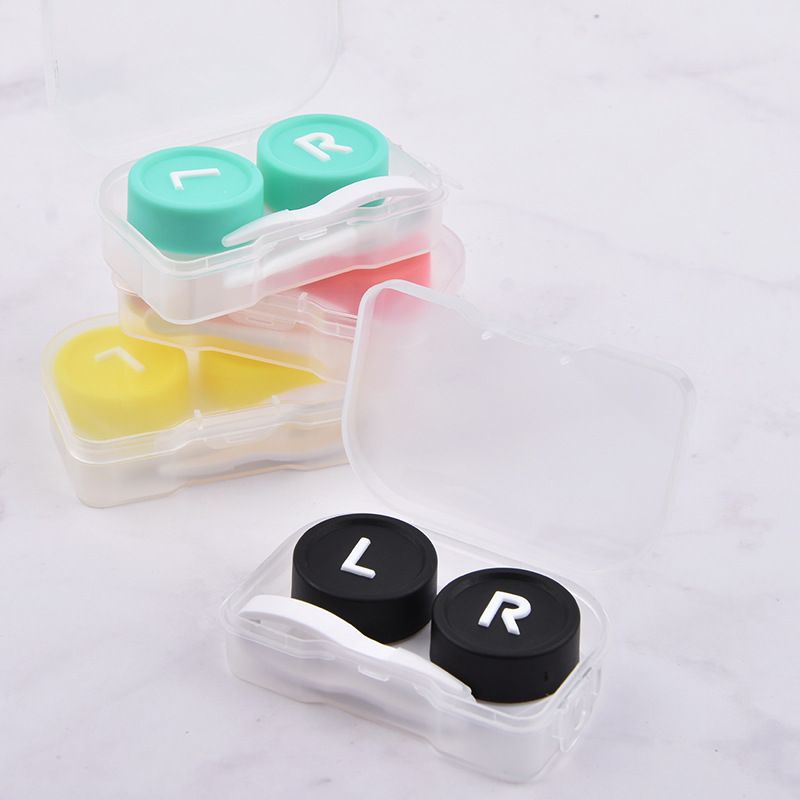 Tempat softlens mini transparan warna warni tulisan putih