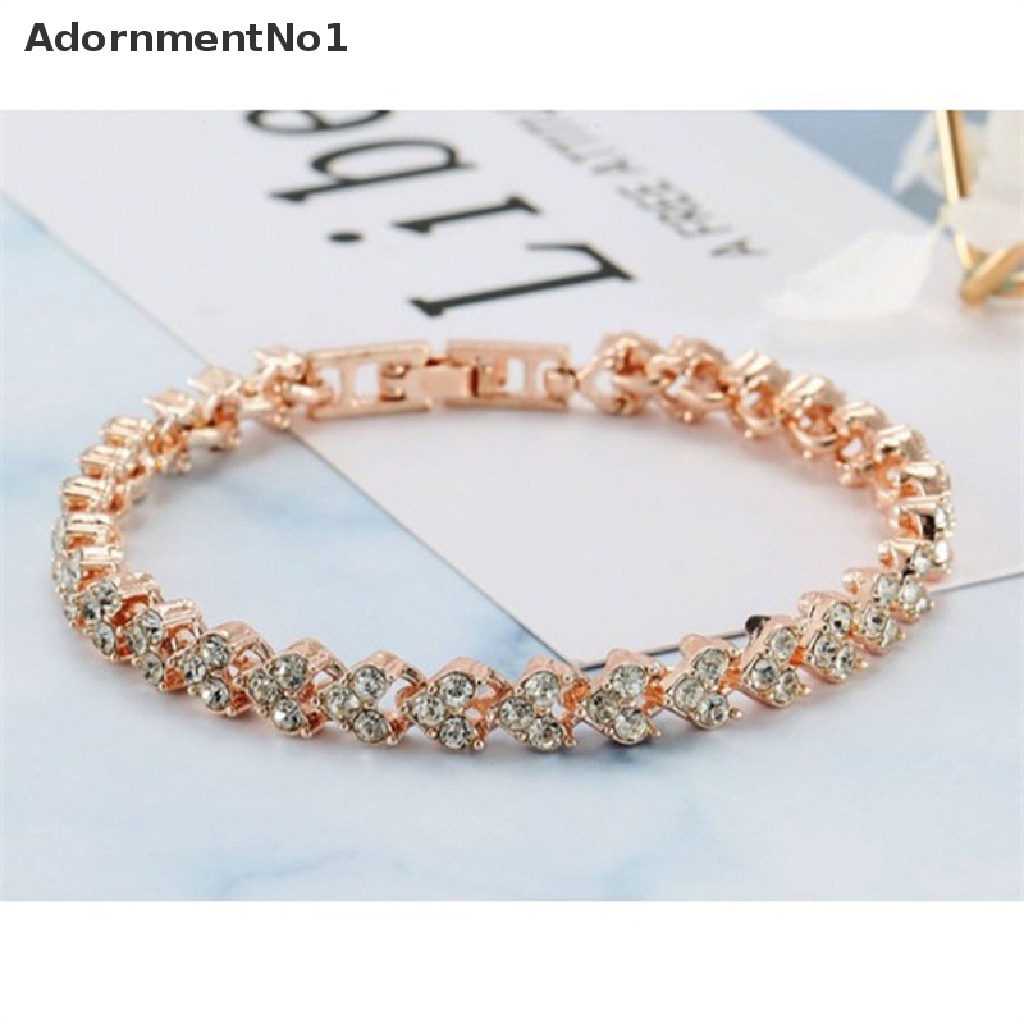 (AdornmentNo1) Gelang Tangan Fashion Aksen Zirconia Kubik 17cm Untuk Perhiasan Wanita / Pernikahan