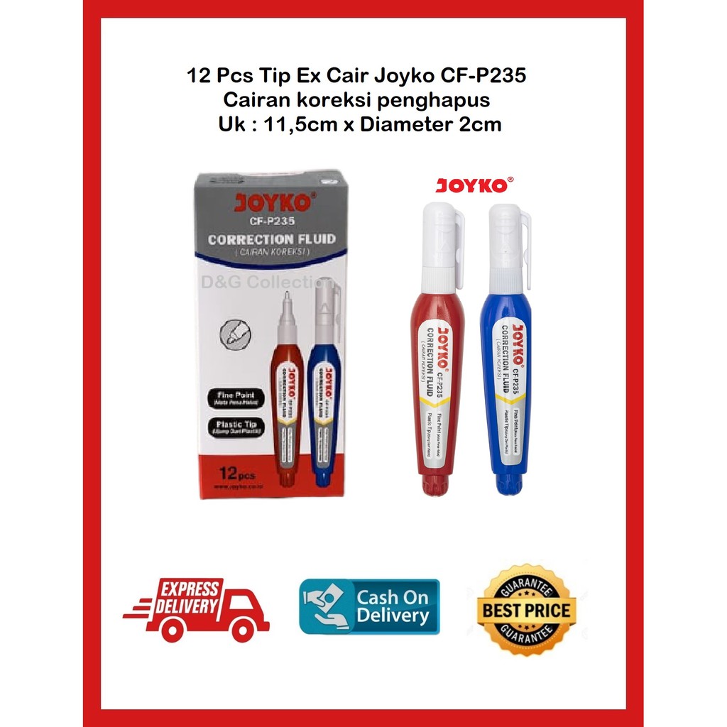 

12 PCS TIPEX CAIR JOYKO CF-P235 / TIP X CAIRAN KOREKSI JOYKO CF-P235 GROSIR