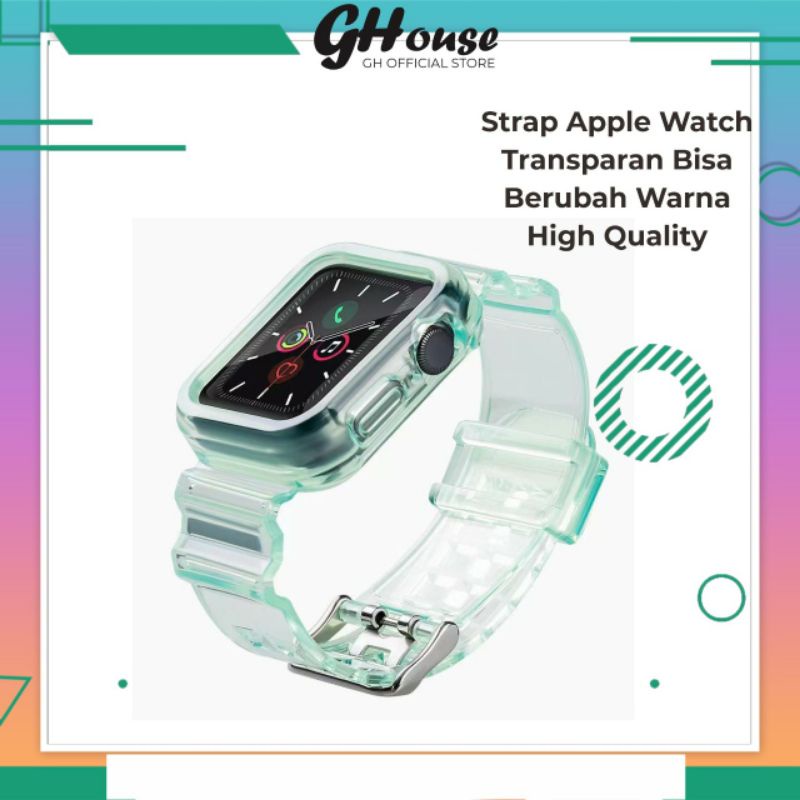 Strap Apple Watch Series SE 6/5/4/3/2/1 Transparan Warna Bisa Berubah