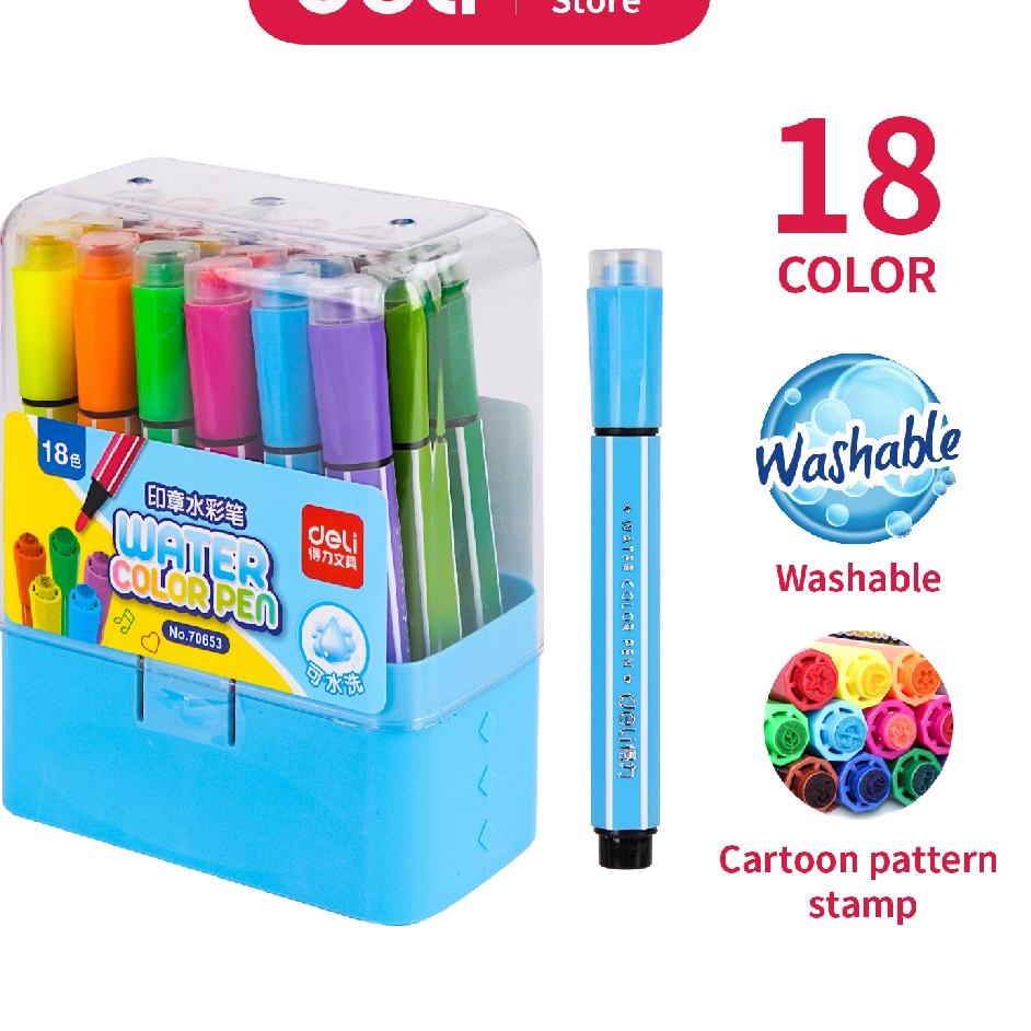 

ル Deli Spidol Warna Sekolah 12/18/24/36 Warna Tinta dapat dicuci 70653 Best