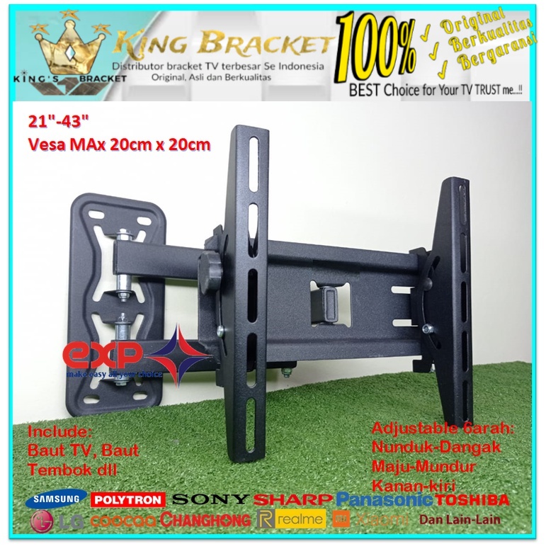 Bracket TV TCL 14 s/d 43 inch 6 ARAH FULL BESI SUPER KOKOH GARANSI 100% ORI