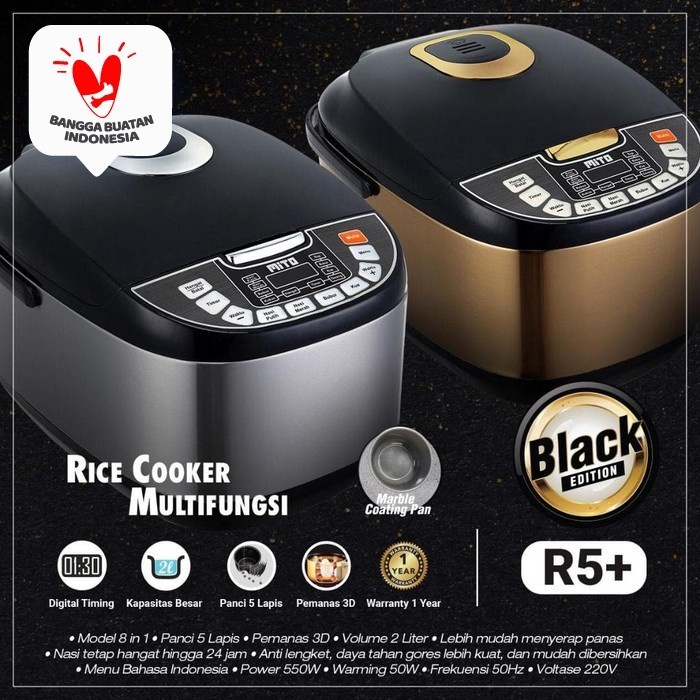 MITO DIGITAL RICE COOKER R5+ BLACK EDITION - GOLD