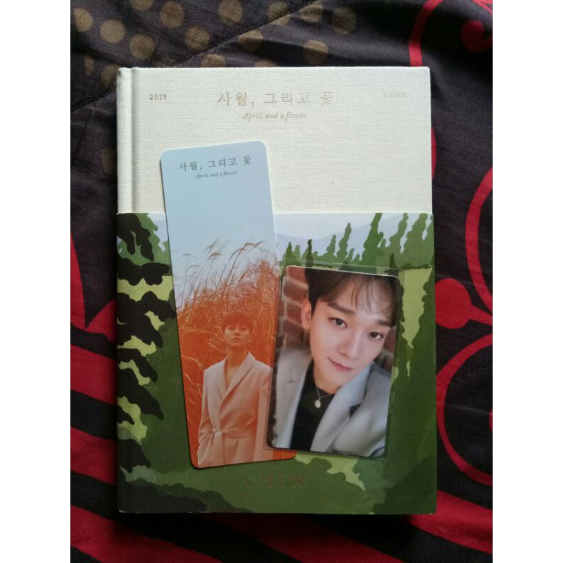 Official Album chen april and flower fullset (+poster), blooming day +photocard chen, baekhyun