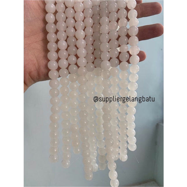 Bahan batu WHITE CAT EYE 10mm mata kucing natural putih TANPA JARONG