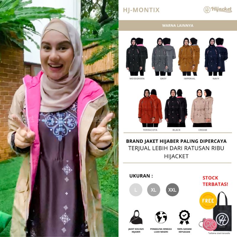 ⭐️BEST SELLER⭐️ Jaket Parka Wanita Muslimah Hijaber - Hijaket Montix Panjang Waterproof Anti Air