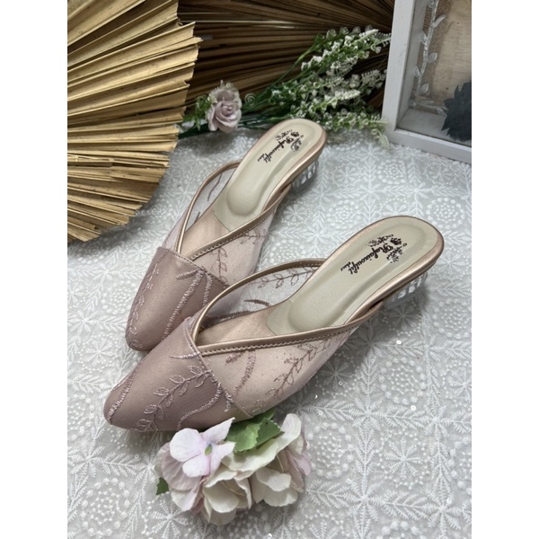 Rafaizoutfit sepatu wanita cantik rosegold annesha tanpa asesoris 3cm kaca