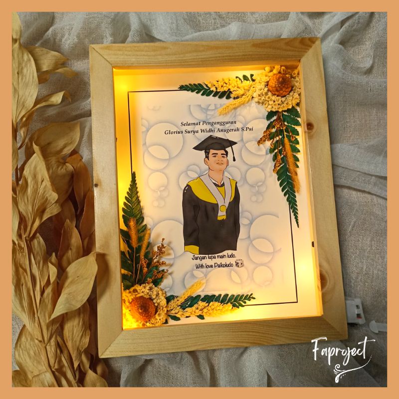 Dried Flower In Frame/Pop Up 3D/6R/Ditambah Lampu Led