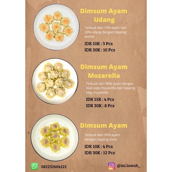 

Dimsum Ayam Udang / Dimsum Ayam / Dimsum Ayam Mozarella