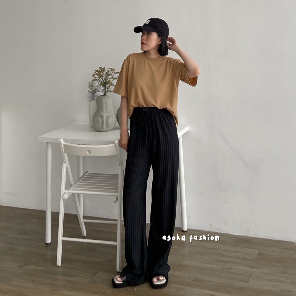 ASOKA Lyra Pants 1106 - Celana Kulot Knit Rib Panjang