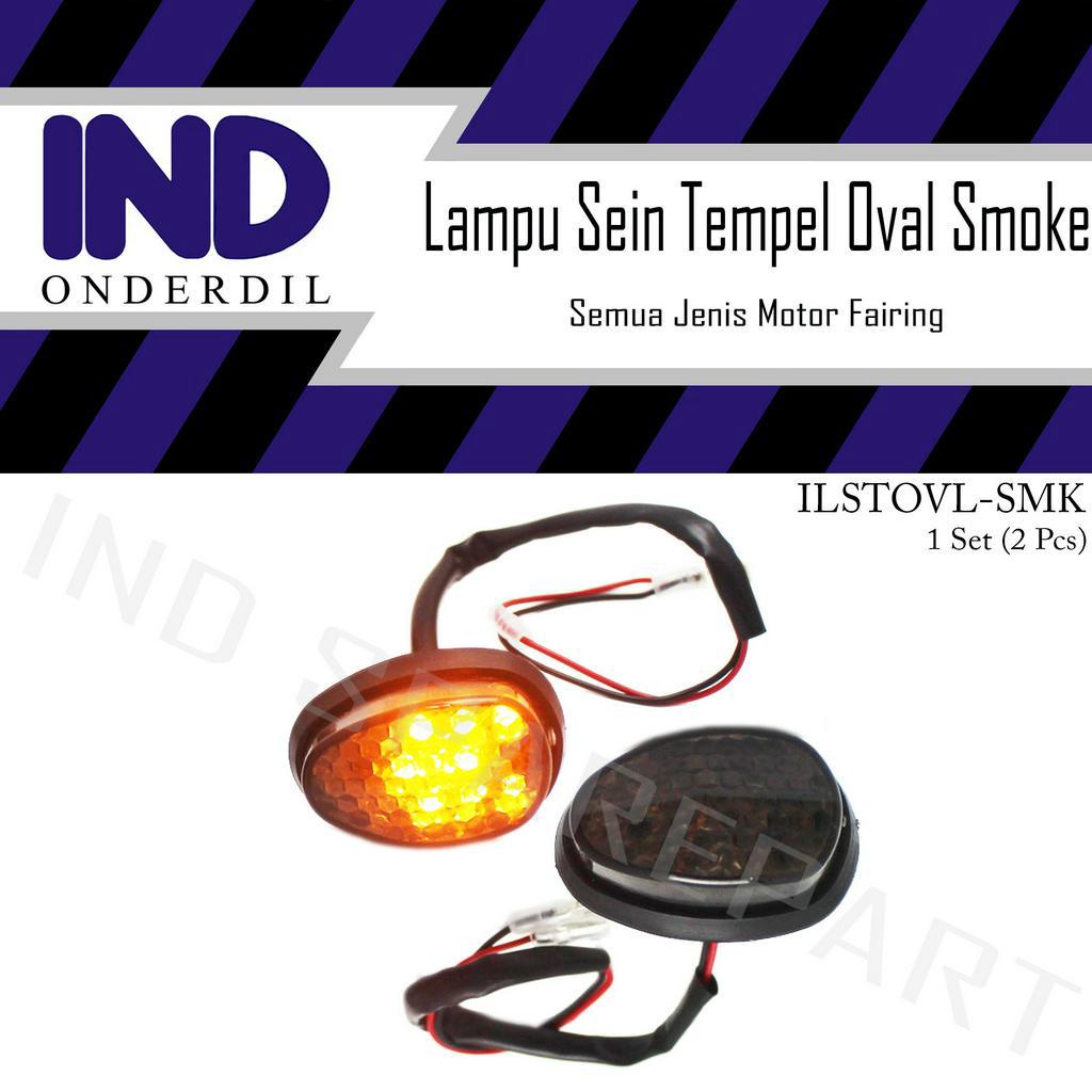 Lampu Sein-Sen Variasi Tempel Oval Smoke GSX 150-GSX150/Ninja 250-300/R25-R15/Semua Motor Fairing