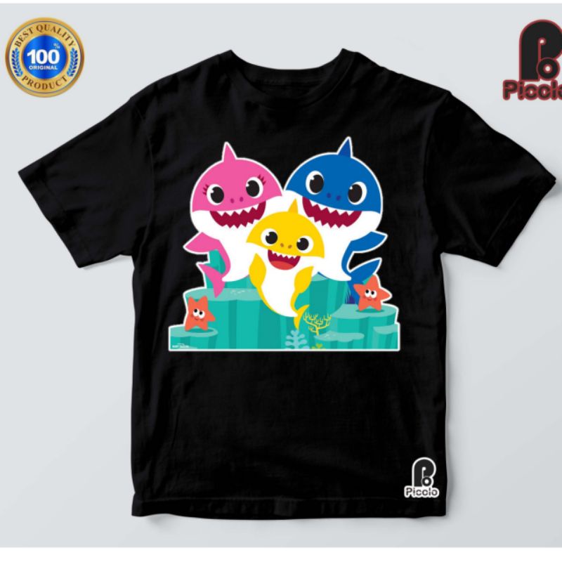 Baju Anak / Kaos Anak / Pakaian Anak / Premium  T-shirt Lengan Pendek Motif Print Kartun Baby Shark8