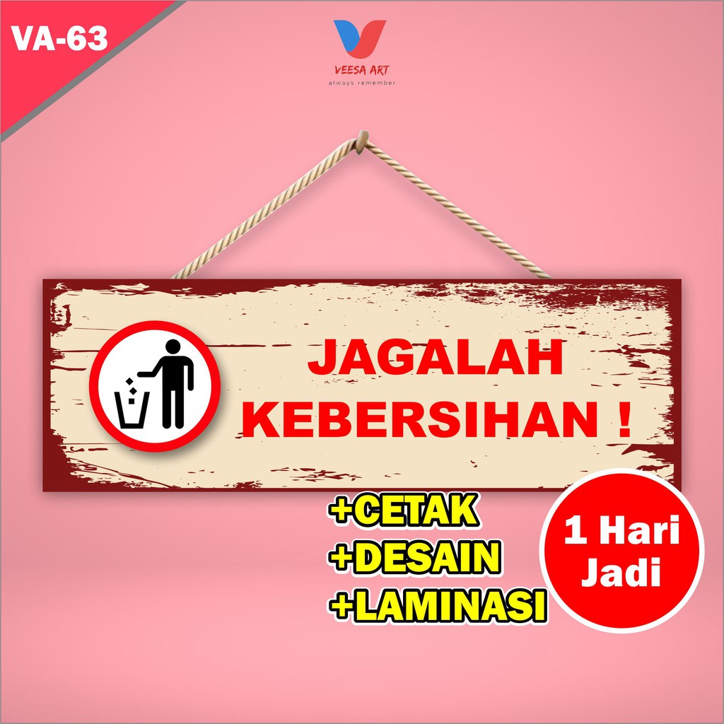 Home Decor Wall decor Petunjuk Ruangan Kantor Papan Kayu Poster Jagalah Kebersihan Keep Clean Murah