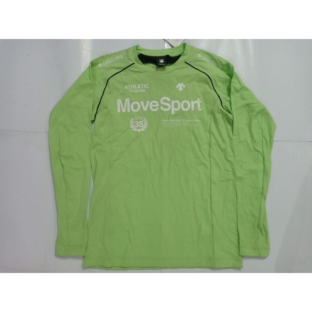 Baju Kaos Tshirt Lengan Panjang Descente Move Sport Hijau Pria Murah
