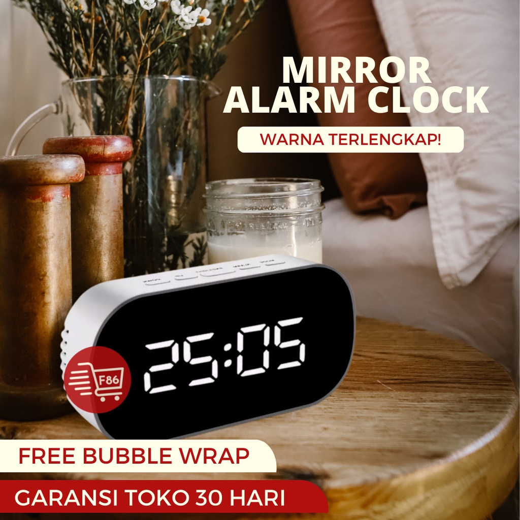 DT-6506 Jam Meja Digital Alarm Clock Mirror / Digital Smart Alarm Mirror Clock