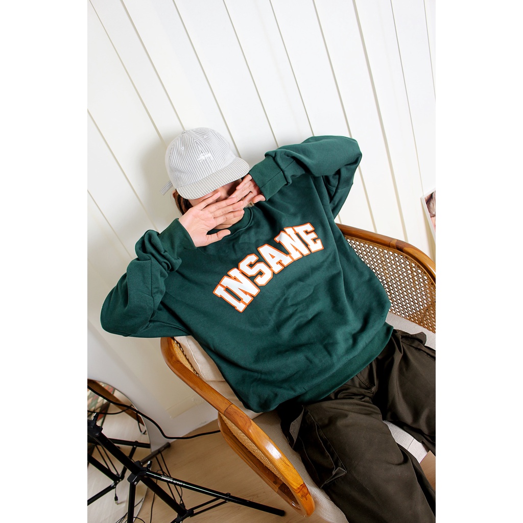 [ NEW ] Crewneck Insane Sweater Oversize Flace Cotton Premium