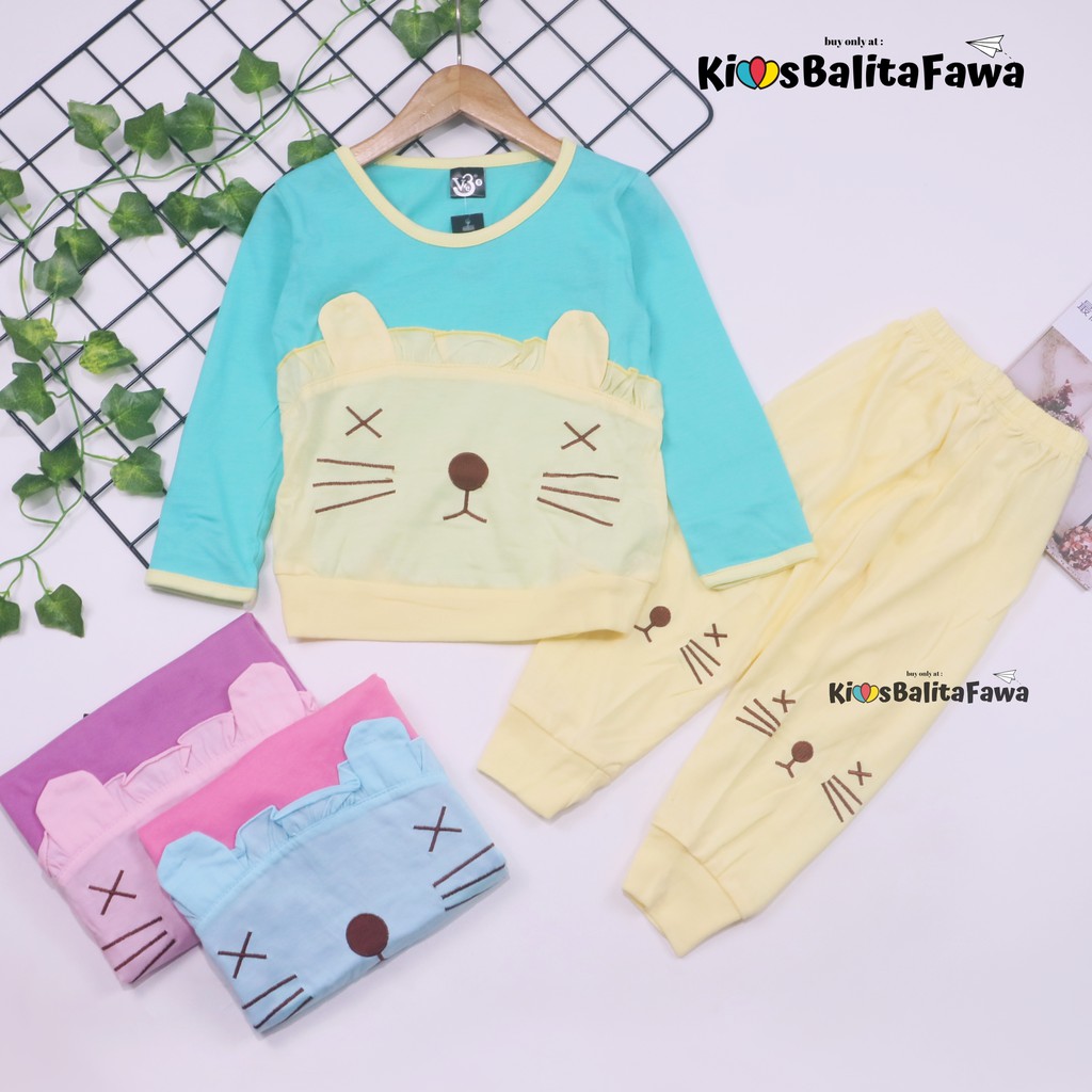 Piyama Chaca uk 7-10 Tahun / Baju Tidur Karakter Kaos Lengan Panjang Setelan Hoodie Anak Cewek