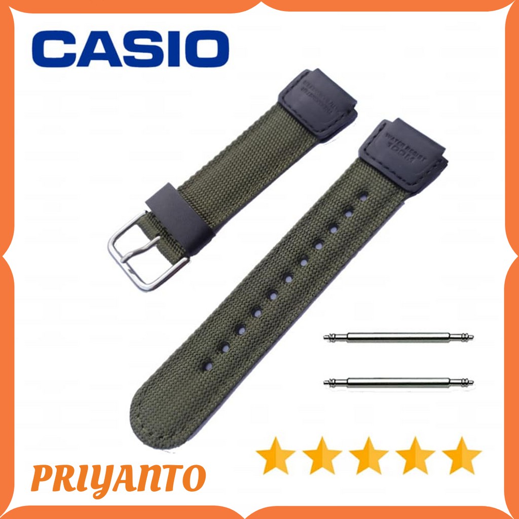 Strap Tali Jam Tangan Canvas Kanvas Casio Nylon AE-1000 AE 1100 SGW-300 SGW-400 Free Pen