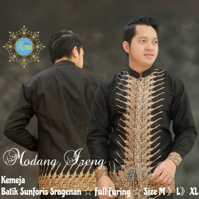 Koko Modang Ireng Kemeja Batik Pria Modern Asli Solo Atasan Batik by Nayra
