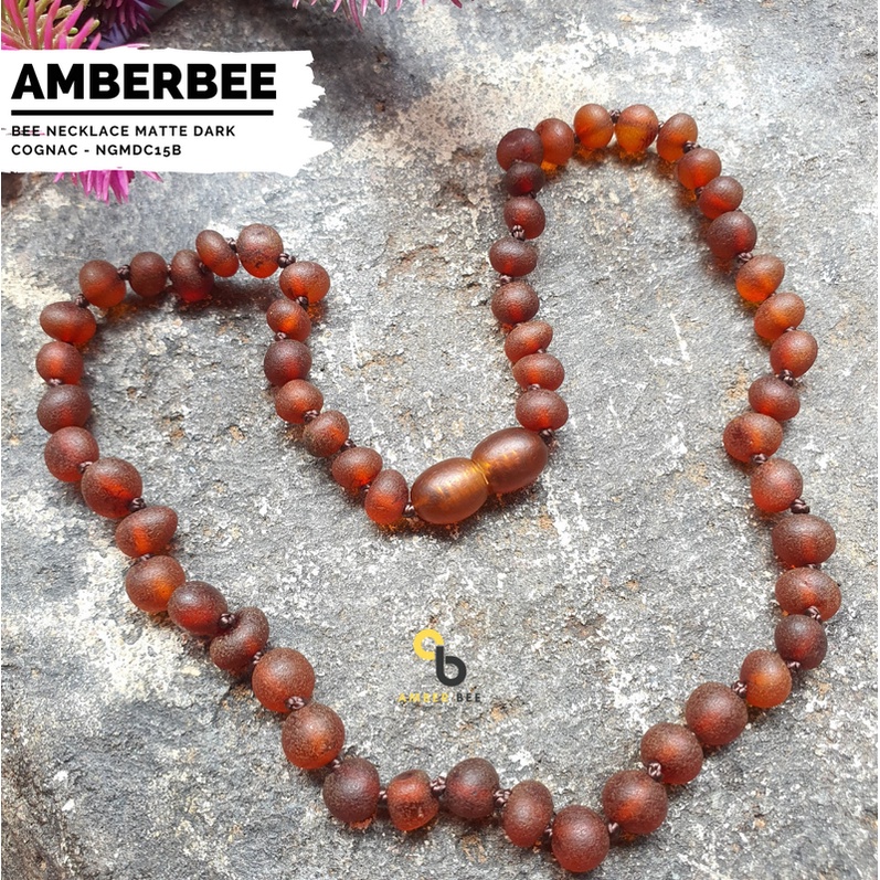 Kalung Amber Bayi &amp; Anak TK/SD Premium Baltic Matte Dark Cognac NGMDC15 By Amber Bee