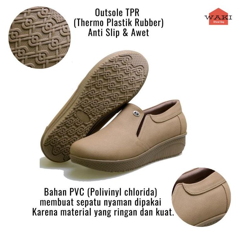 WAT.21Jl22ᴶsepatu kasual wanita slip on Wedges Kantoran - Sepatu Wanita Footwear AQILA Ori