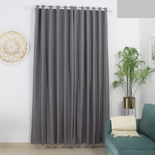 Gorden Polos Embos murah smokring 12 lubang Pintu Jendela Gorden Coklat polos Gordyn Hordeng Tirai-ABU TUA 200X115