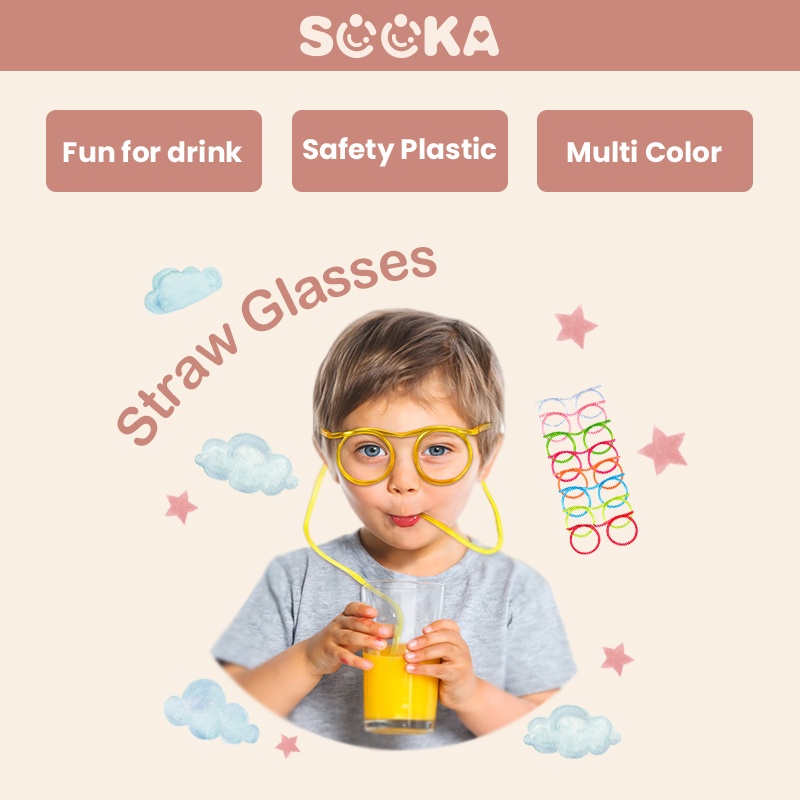 SOOKA Kacamata Minum Sedotan Anak Jenggot Kacamata Sedotan Gila Lucu Plastik Seni Sedotan fashion SK-1036