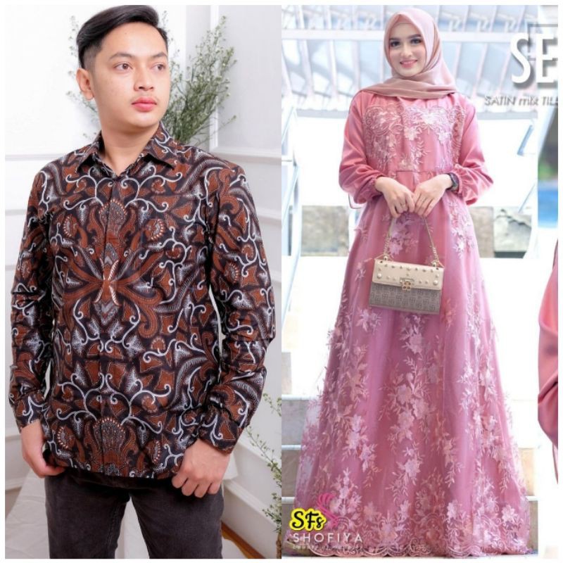 Maura Couple - Sania Ruffle Batik Couple Ori Ndoro Jowi Garansi Termurah Shopee - BATIK COUPLE GAMIS BRUKAT