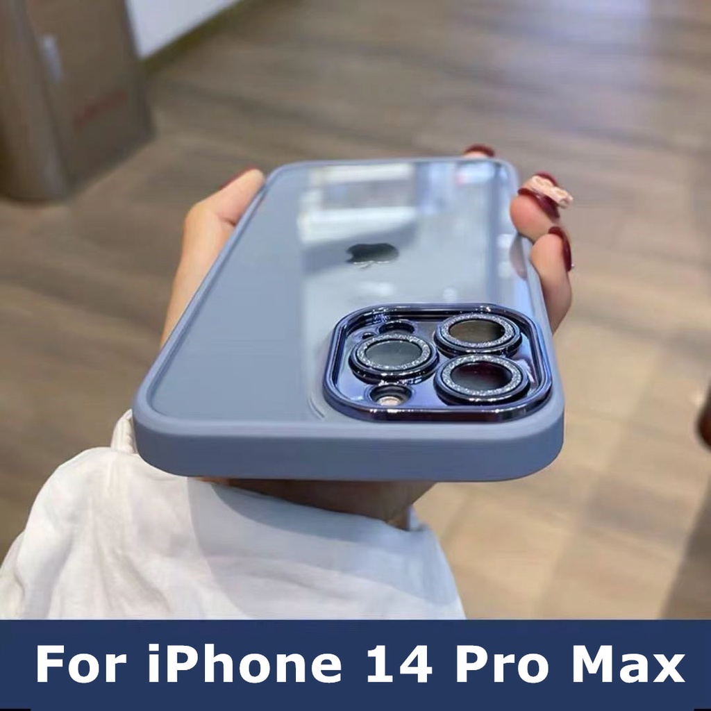 Case Transparan Shockproof Cover iPhone 14 13 12 11 Pro Max 14 Plus Dengan Bumper Pelindung Lensa